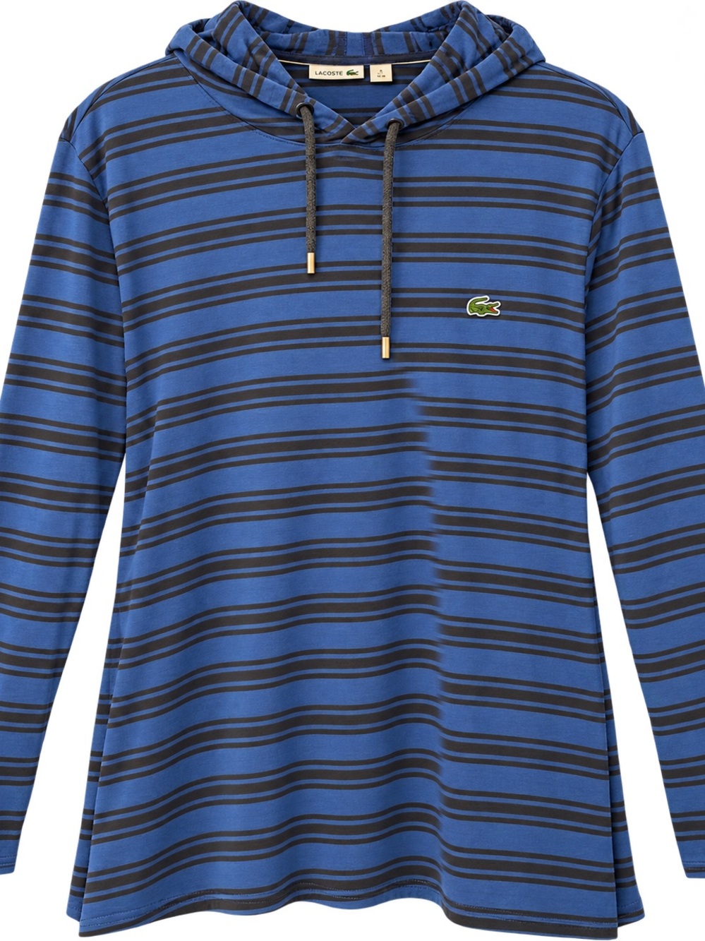 Lacoste Men’s Large Blue Striped Cotton Hoodie Preppy Lightweight Pullover